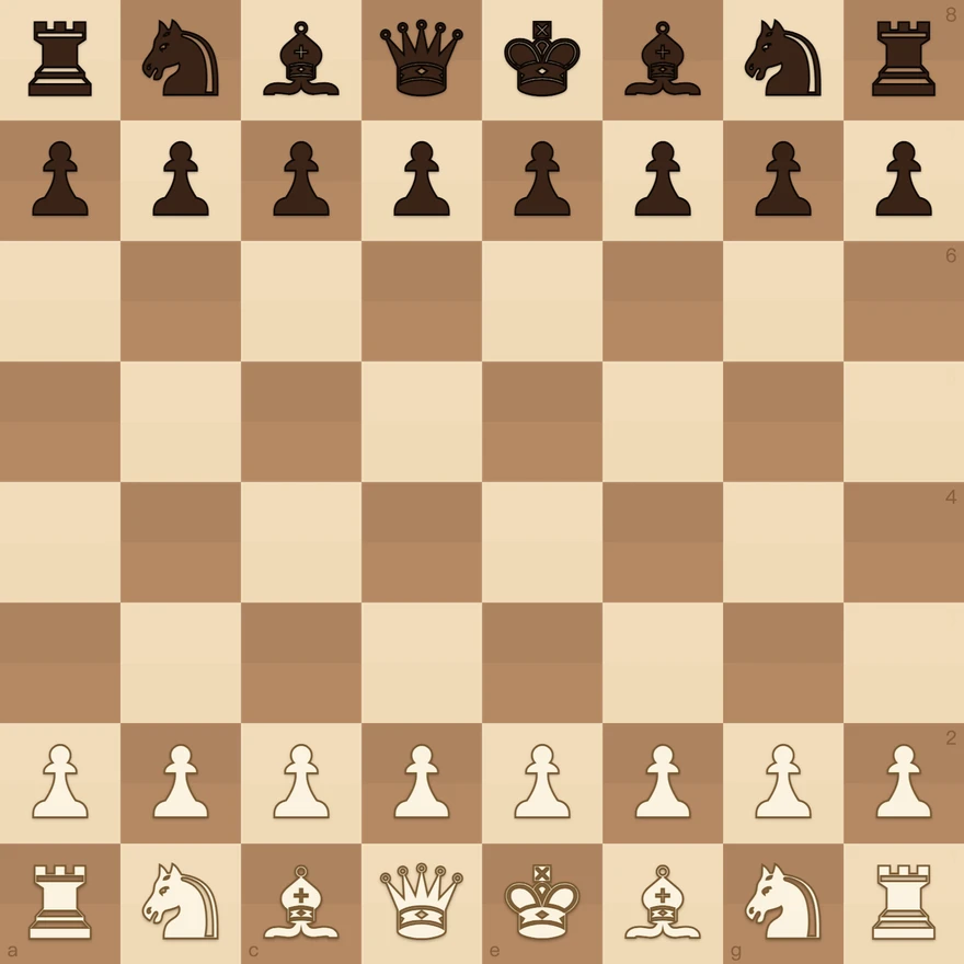 An 8×8 chess board in the standard starting position