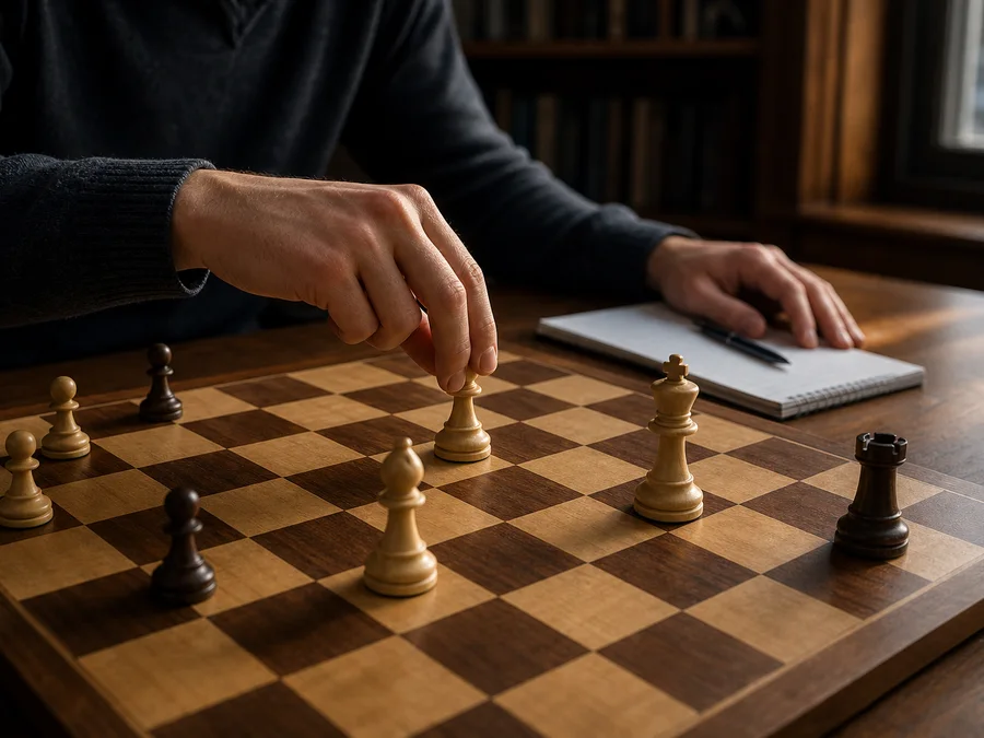 A chess player checks whether a king is under attack